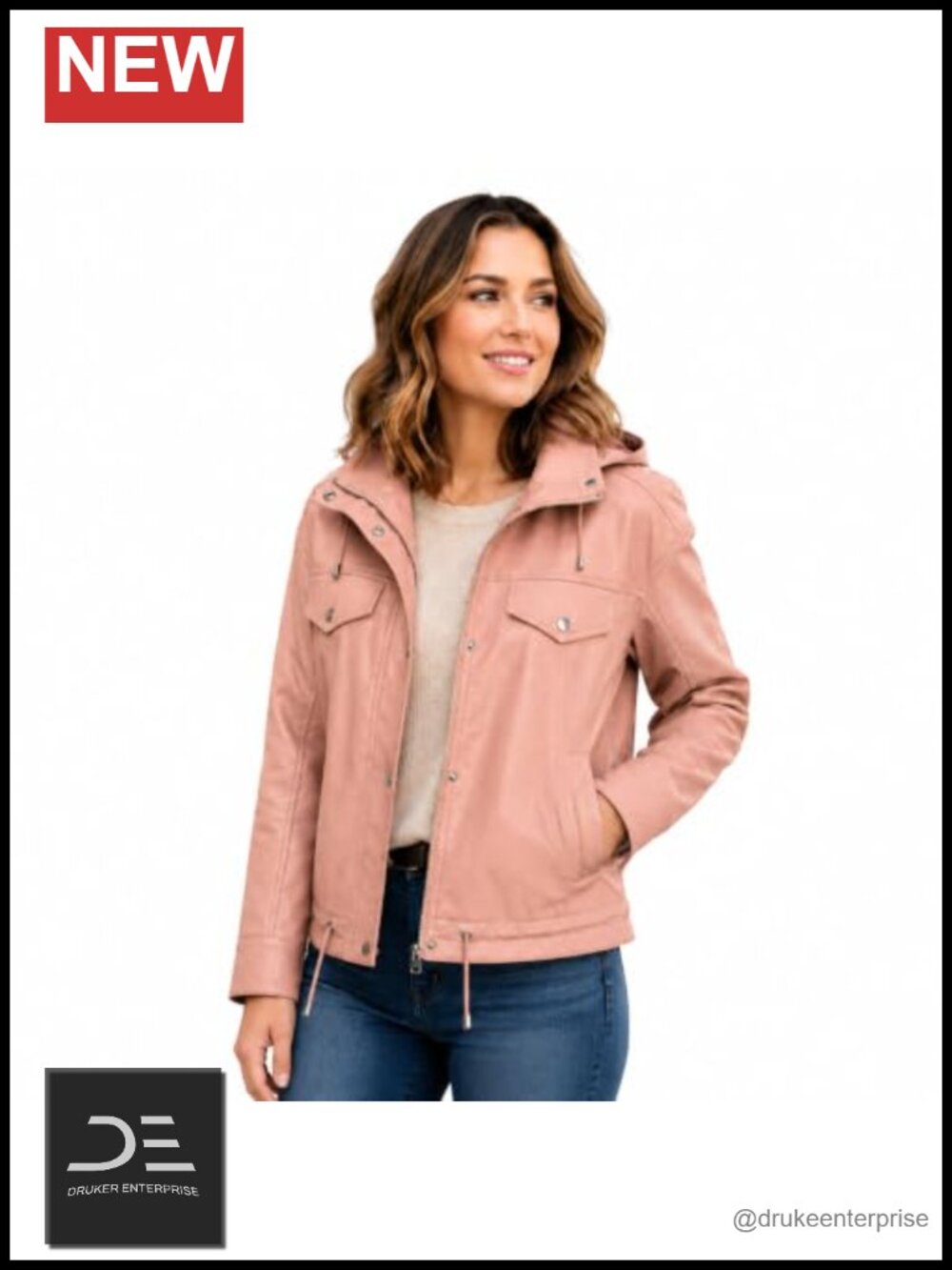Faux Leather Jacket Removable Hood Juniors Sizing Zip Front